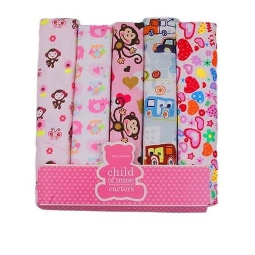 5 In 1 Receiving Flannel For Babies- Pink