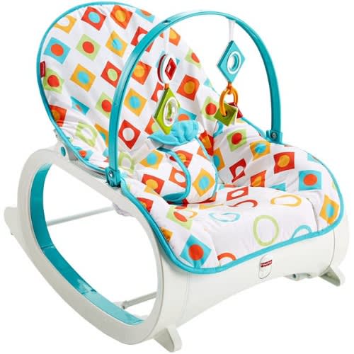 Infant-To-Toddler Rocker - Soothing Baby Seat With Removable Bar - Geo Diamonds