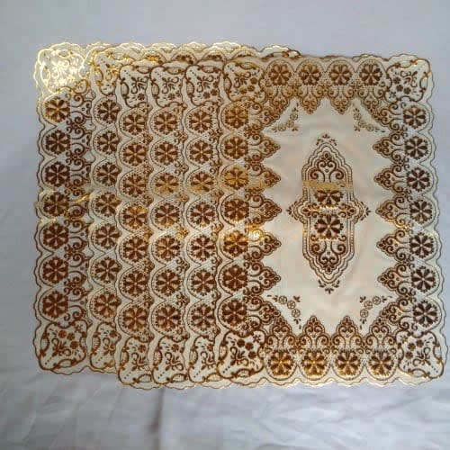 Gold Patterned Square Table Mats - Set Of 6