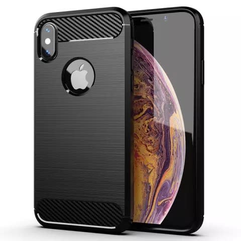 Brushed Texture Back Case For iPhone X & iPhone Xs - Black