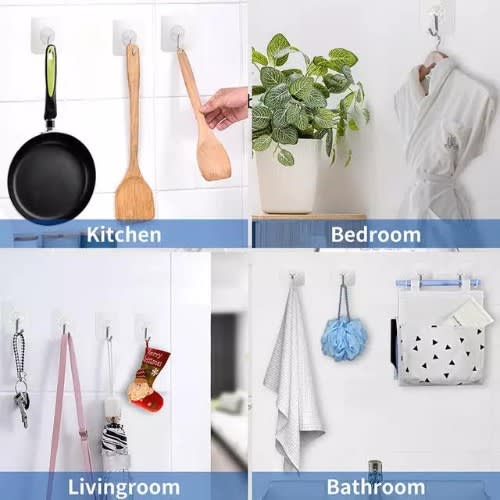 Self Adhesive Wall Hooks Hangers - 12pcs