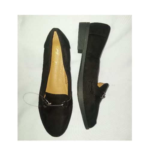 Metal Bow Suede Quality Office Shoe - Black