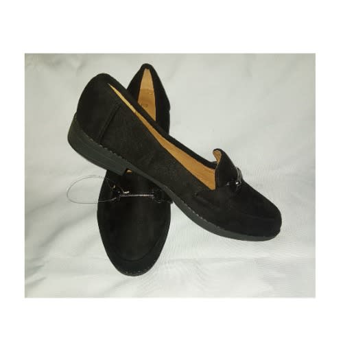 Metal Bow Suede Quality Office Shoe - Black