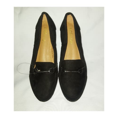 Metal Bow Suede Quality Office Shoe - Black