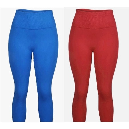 High Waist Ladies Leggings - Blue & Red-2Piieces
