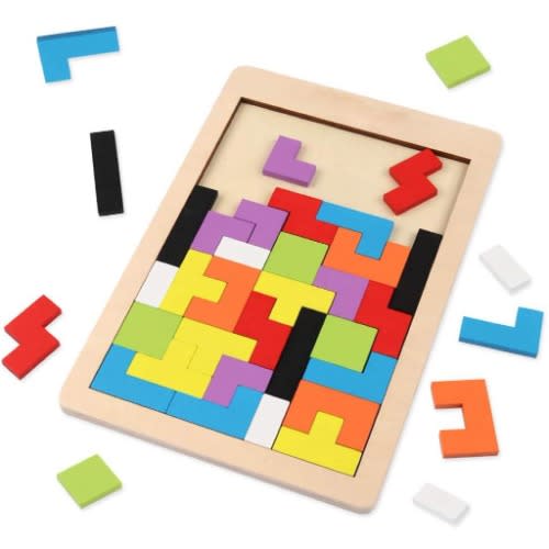 Wooden Blocks Puzzle Brain Teasers Toy Tetris Jigsaw