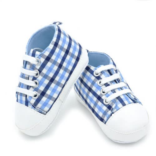 Lace-up Fashion Baby Shoes - Blue & White