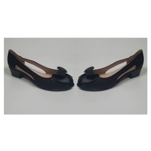 Melina - Open Toes Women's Leather Shoe - Black