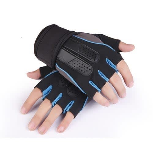 Weight Lifting Gym Gloves In Black And Blue