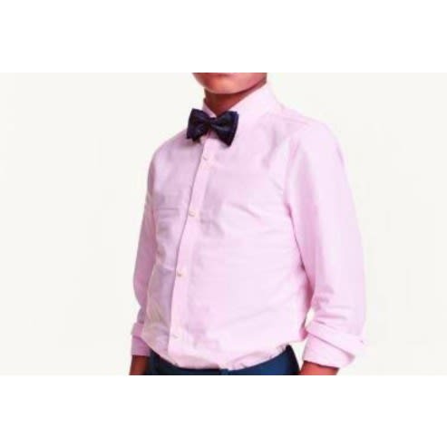 Kids Unisex Dress Shirt With Matching Bowtie  - Pink/black