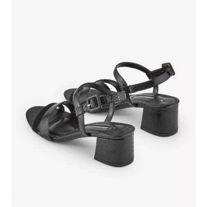 Black Binkie Snake Print Heeled Sandals