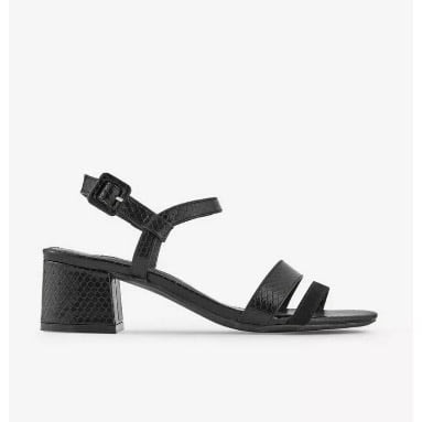 Black Binkie Snake Print Heeled Sandals
