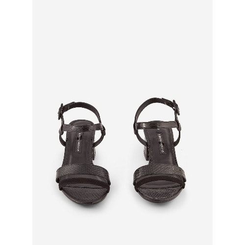 Black Binkie Snake Print Heeled Sandals