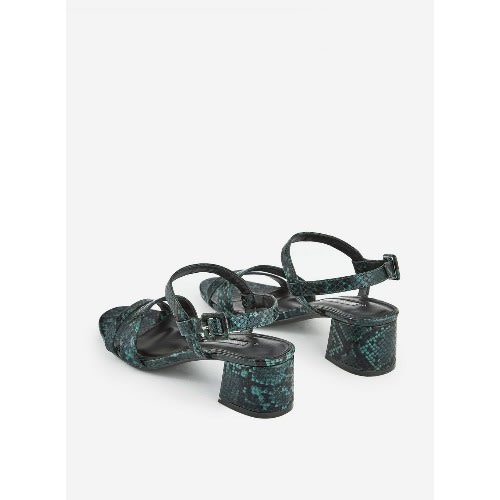 Wide Fit Green Binkie Snake Print Sandals