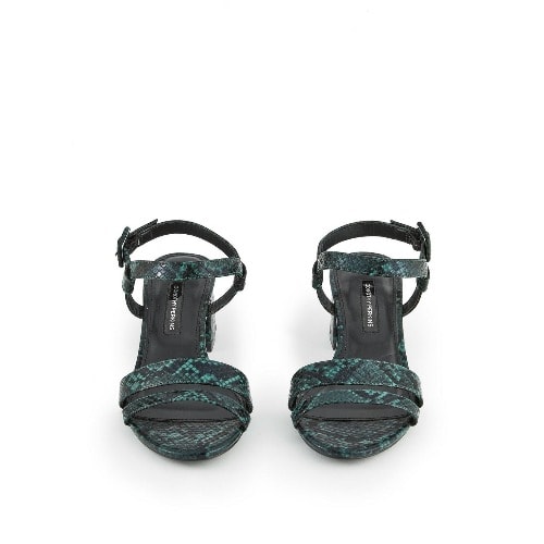 Wide Fit Green Binkie Snake Print Sandals