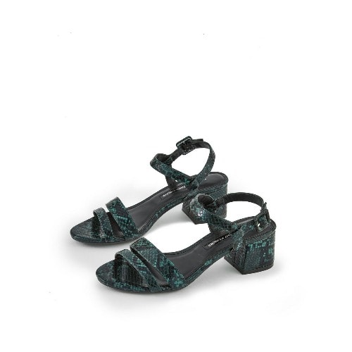 Wide Fit Green Binkie Snake Print Sandals