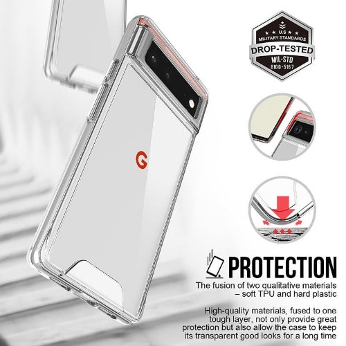 Acrylic Hard Back  & Clear Case For Google Pixel 6 Pro