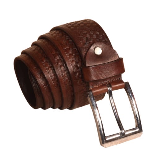 Stamp Leather Belt - Brown