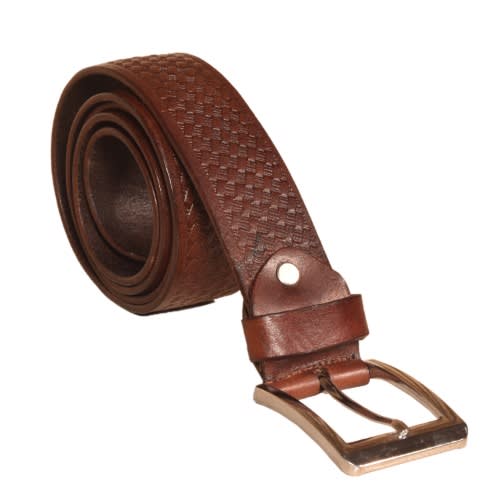 Stamp Leather Belt - Brown
