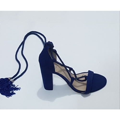 Ladies Block Heeled Sandals - Royal Blue