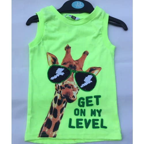 Boys Get On My Level Giraffe Sleeveless Top - Multicolor