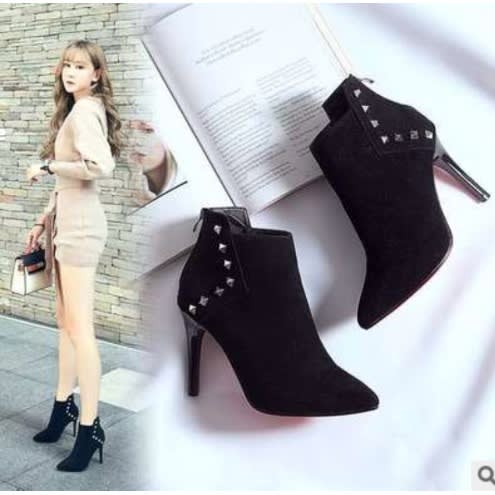 Lady's Suede Ankle Shoe- Faux Leather