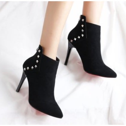 Lady's Suede Ankle Shoe- Faux Leather