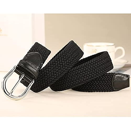 Set Of 2 Elastic Braided Belts  - Black And Brown