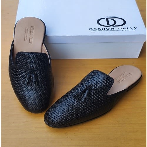 Osahon Dally - Full Tassel Mules  - Half Shoe - Black