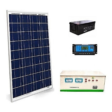 1kva Intelligent Inverter + 100ah Battery + 150 Watt Solarpanel & Pwm Charge Controller.