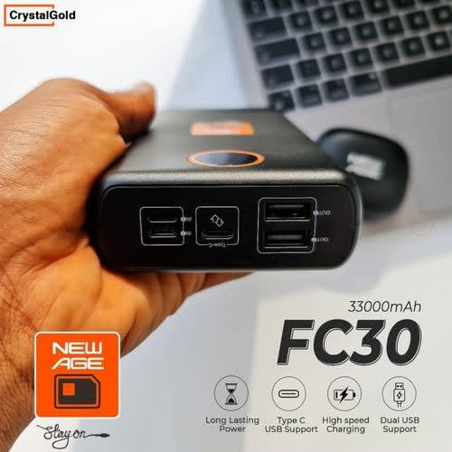 Power Bank Fast Charge Type C Input & Output - 33000mah