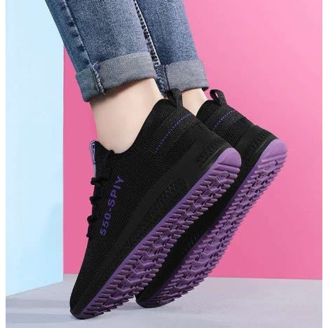 Women's Lightweight Sneakers - Black And Purple