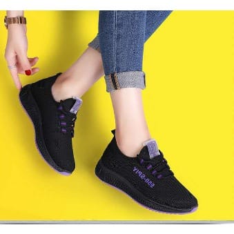 Women's Lightweight Sneakers - Black And Purple