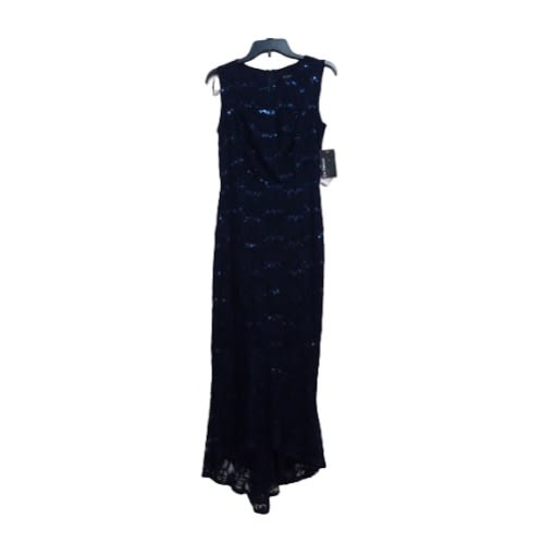 Dark Blue Gown With Upper Lace Design