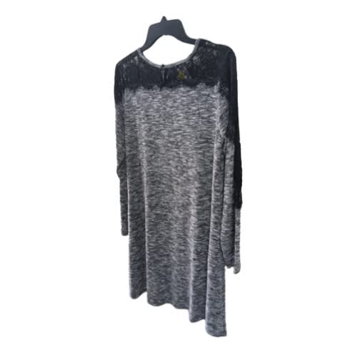Black Lace Upper Top & Long Sleeve Dress