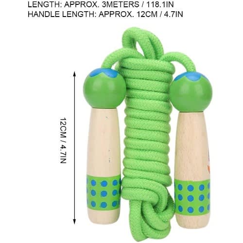Wooden 3meters Skipping Rope Or Jumping Rope - Green Color