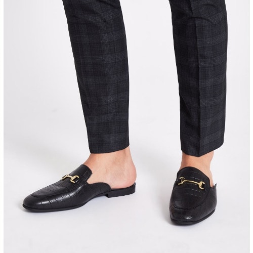 Men's Crocodile Backless Loafers