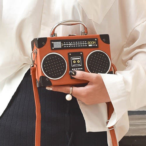 Radio Shaped Female Crossbody Shoulder Bag - Brown