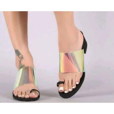 Flat Transparent Slipper - Black