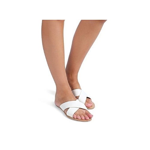 Ladies Cross Over Design Slippers - White