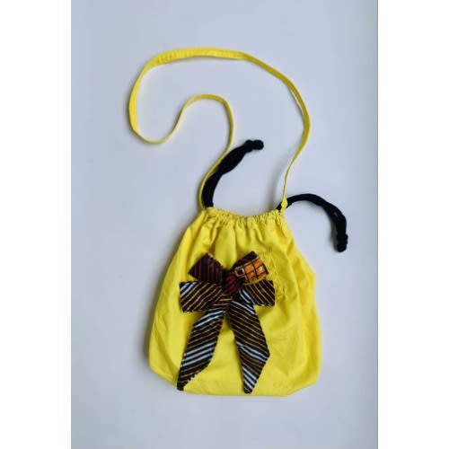 Shoulder Body Bag With Double Head Bow - Yellow
