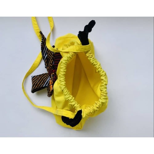 Shoulder Body Bag With Double Head Bow - Yellow
