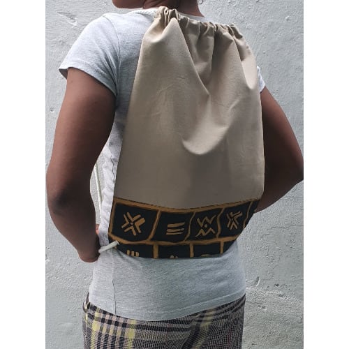 Canvas Drawstring Backpack - Tan