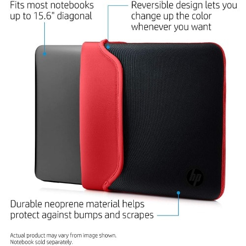 Reversible Neoprene Sleeve For Laptop/chromebook/mac - 11.6 Inch - Black & Red