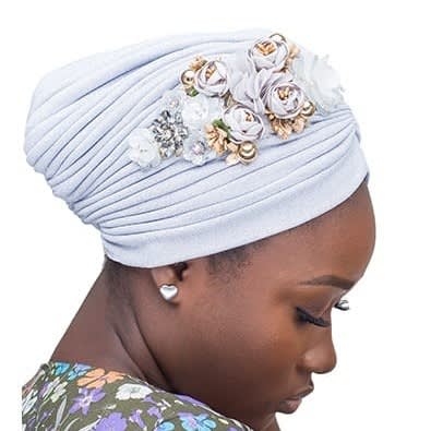 Women's Embroidery Turban- Silver