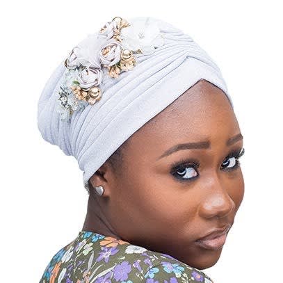 Women's Embroidery Turban- Silver