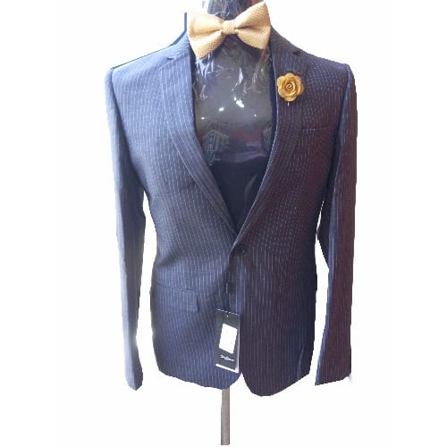 Striped Men's Suit - Grey
