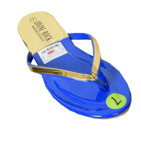 Ladies Patent Leather Slippers - Gold & Blue