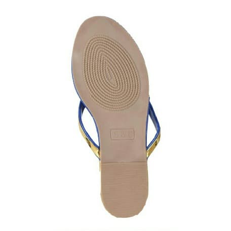 Ladies Patent Leather Slippers - Gold & Blue