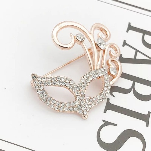 Crystal Mask Brooch